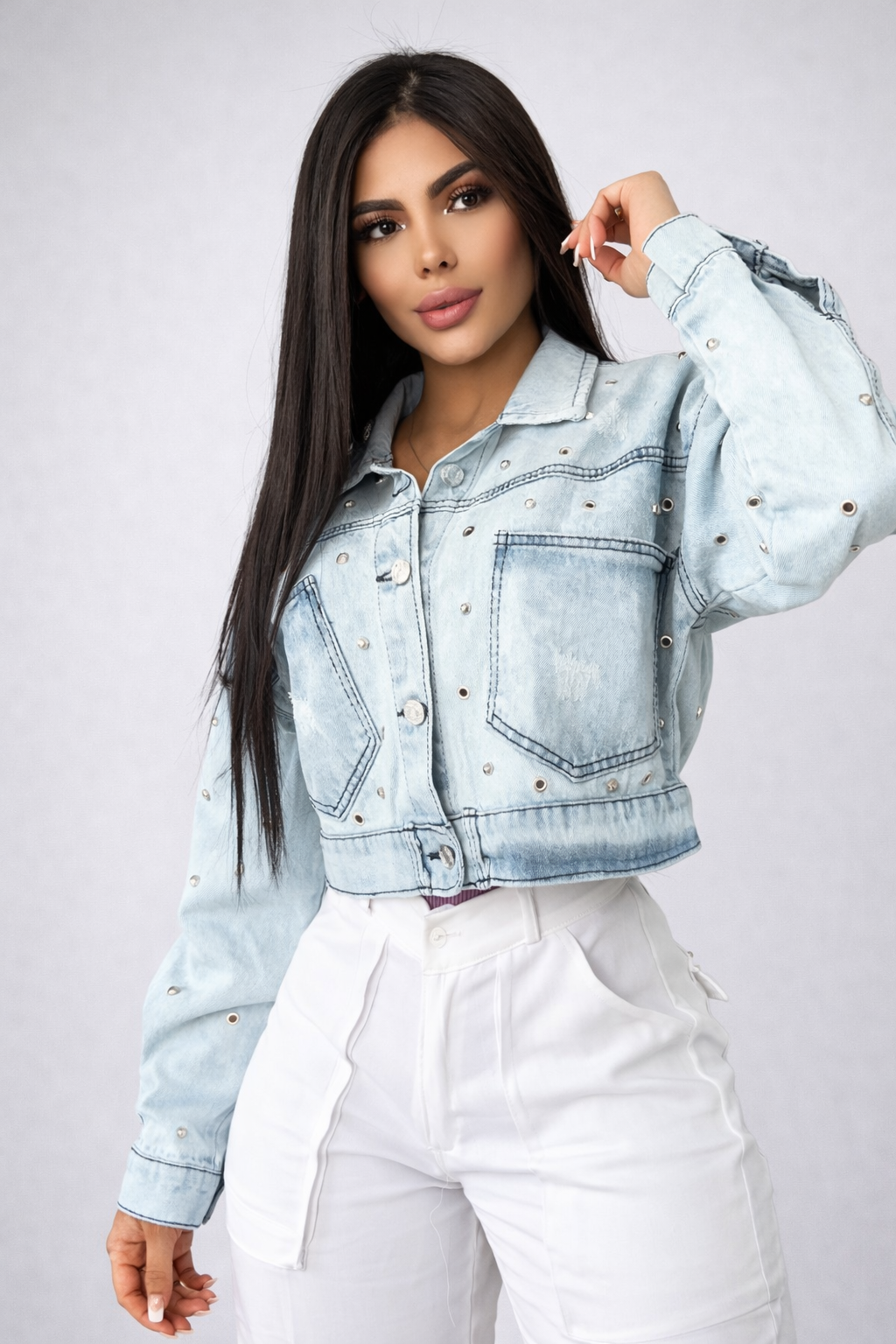 Chaqueta De Jean Cropover Talla Unica Oversize