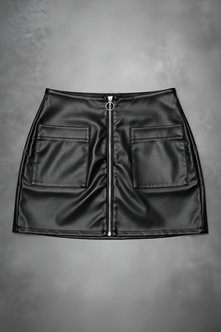 Falda Con Cremallera En Cuerina Strech