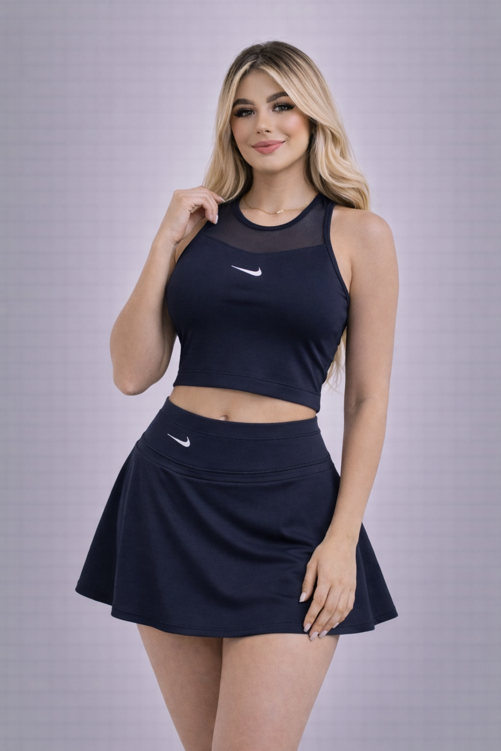 Falda Short Y Top Azul Oscuro