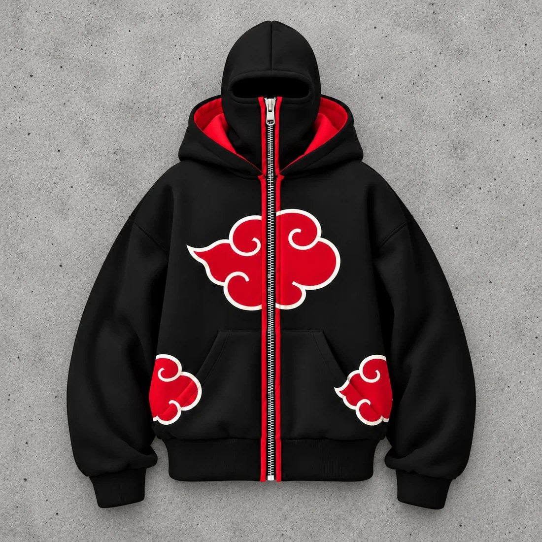 Buzo Balaclava Akatsuki cerrado hasta el pasamontañas