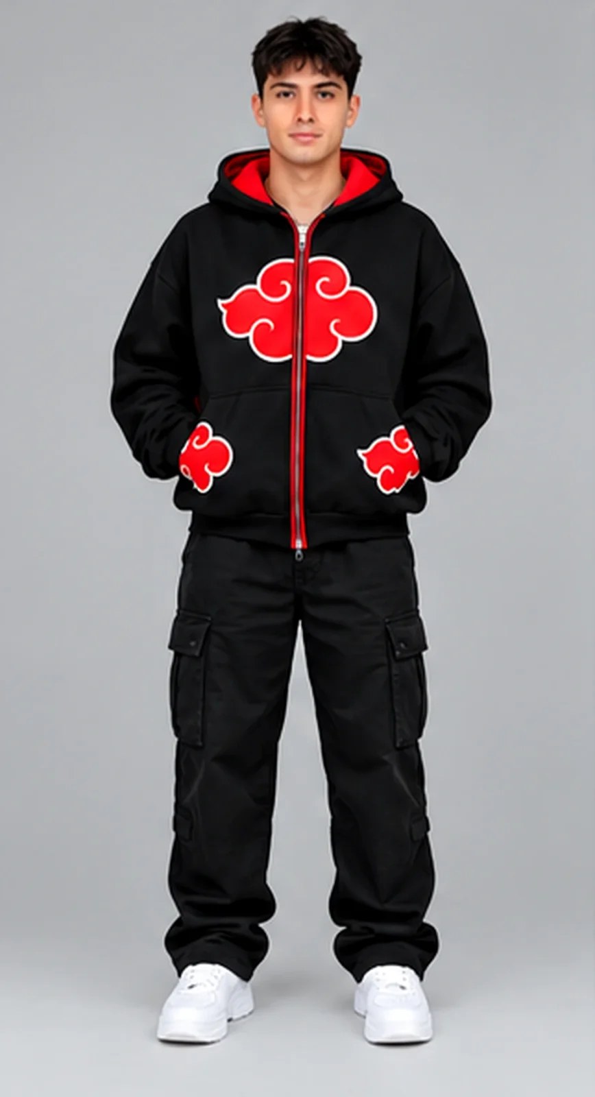 Modelo hombre con el Buzo Balaclava Akatsuki, de frente