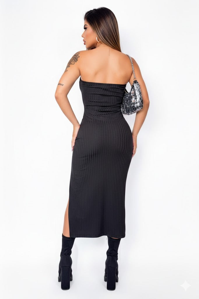 Vestido Para Dama En Rib Color Negro